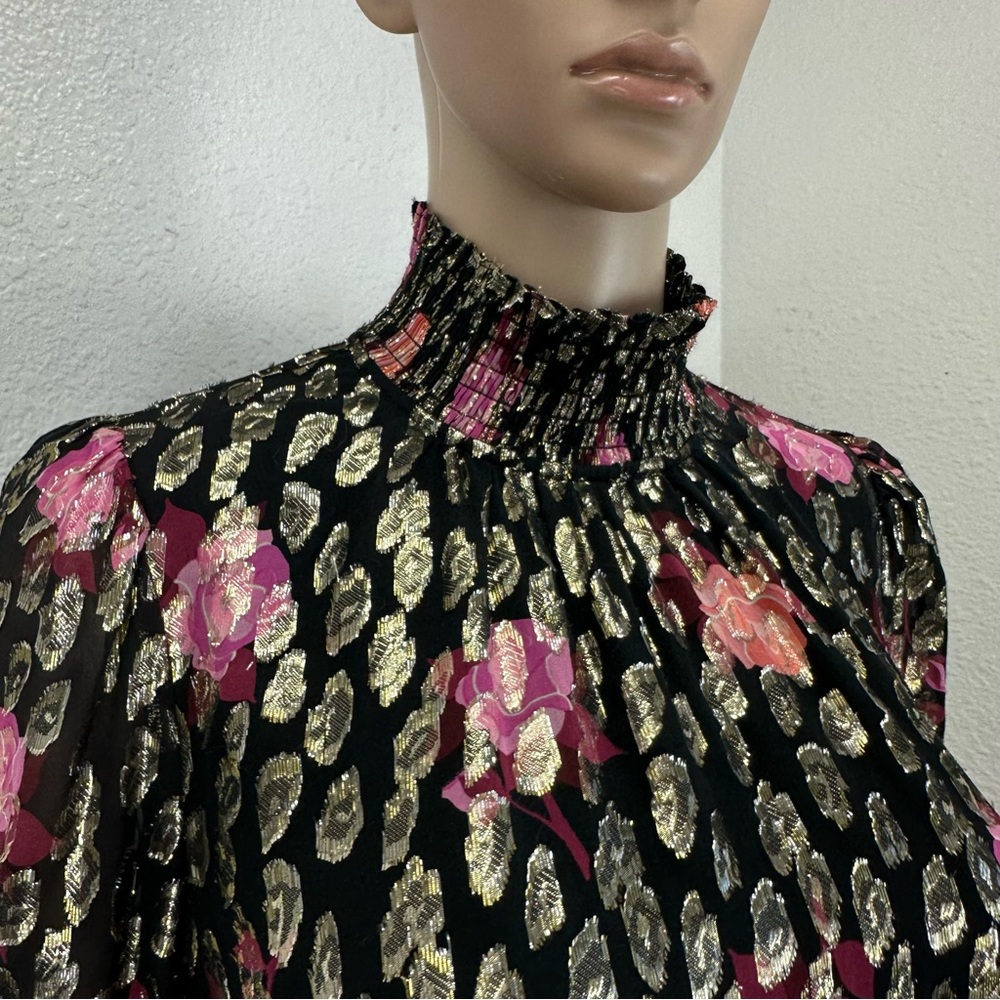 Kate Spade mini dress metallic black Rose Garden retro cottage Fairy coquette - Picture 5 of 13